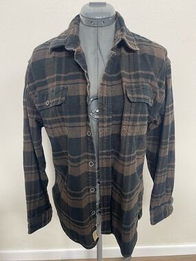 Men’s Jachs Brown and Black Plaid Button-Front Shirt